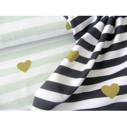 Jersey Lovely Stripes Herzen anthrazit oder mint